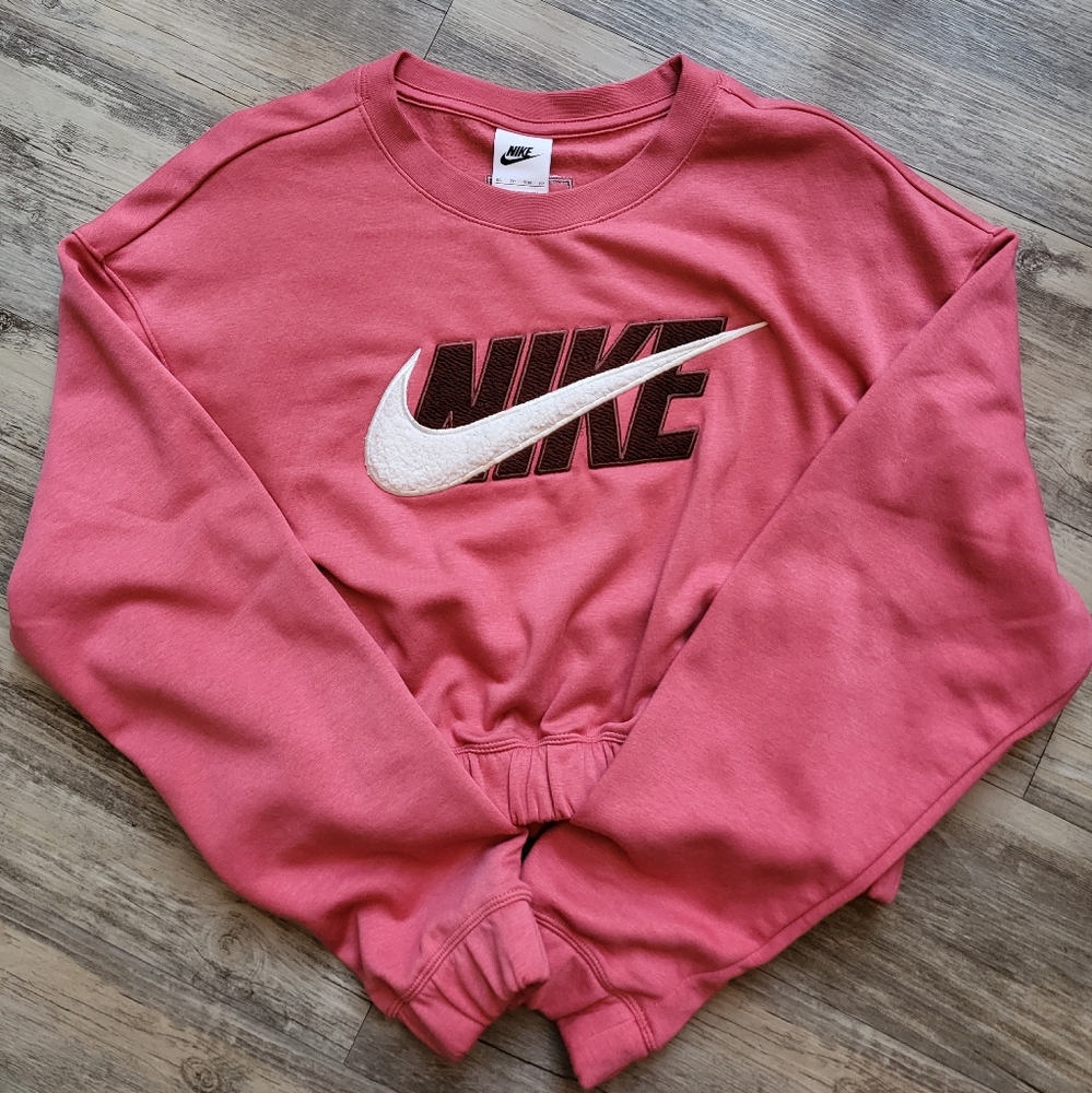 Nike Pink Crop Top Sweatshirt